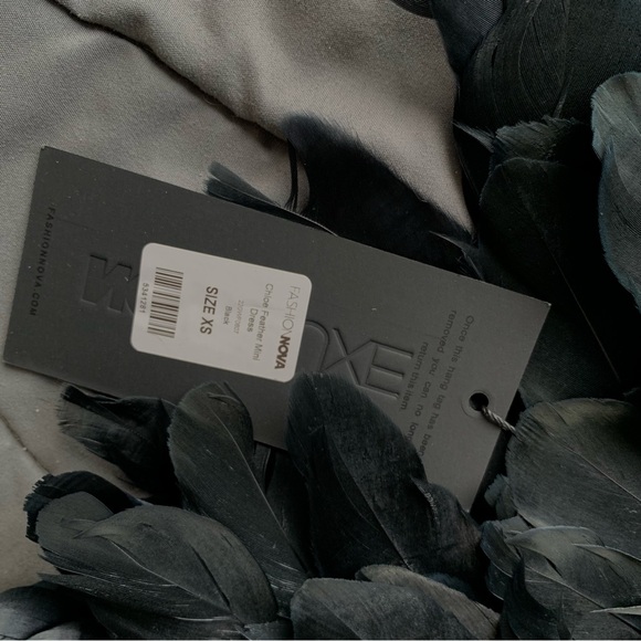 NWT Fashion Nova Black Feather Mini Dress - Picture 5 of 6